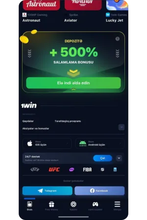 1win yukle ios versiyası interfeysi